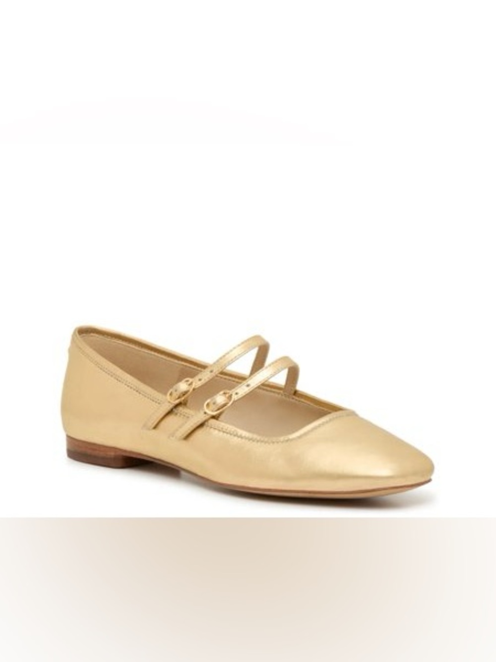 SAM EDELMAN MILO GOLD LEATHER MARYJANE BALLET FLATS 10